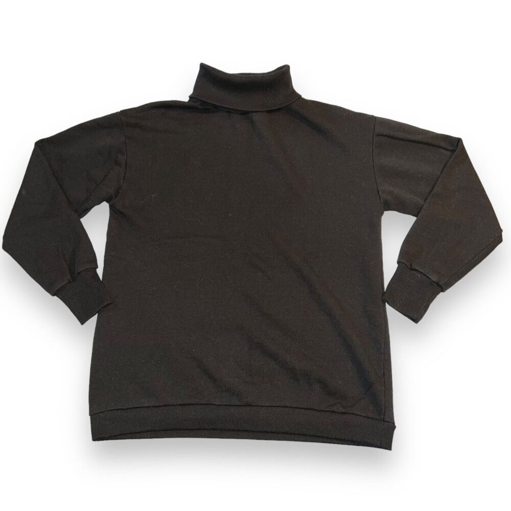 Womens Turtleneck Sweatshirt Top Pullover Long Sleeves Soft Stretchy Black Small